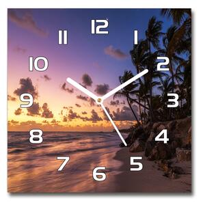 Skleněné hodiny čtverec Západ slunce na pláži pl_zsk_30x30_f_82653610