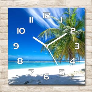 Skleněné hodiny čtverec Tropická pláž pl_zsk_30x30_f_82585815