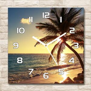 Skleněné hodiny čtverec Tropická pláž pl_zsk_30x30_f_83274893