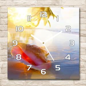 Skleněné hodiny čtverec Mušle na pláži pl_zsk_30x30_f_83555961
