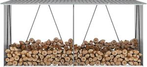 VidaXL Zahradní kůlna na dříví z pozinkové oceli 330x84x152 cm [47085] Barva: Šedá