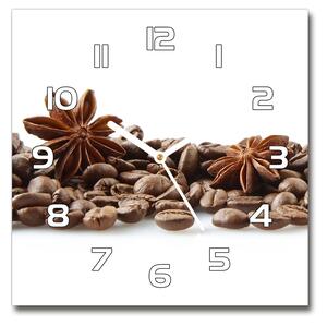 Skleněné hodiny čtverec Zrnka kávy skořice pl_zsk_30x30_f_84266938
