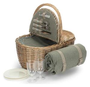 Willow Direct Piknikový koš OVAL GREY SAGE TWEED proutěný pro 2 osoby