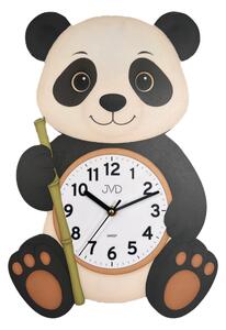 JVD Dětské černo-bílé nástěnné netikající tiché hodiny JVD HJ113 - panda