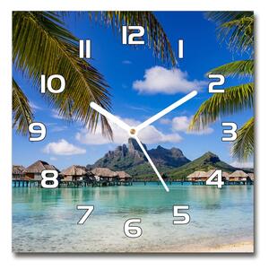 Skleněné hodiny na stěnu Palmy na Bora Bora pl_zsk_30x30_f_90274909