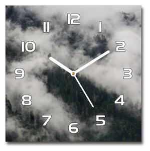 Skleněné hodiny na stěnu Mlha nad lesem pl_zsk_30x30_f_92103415