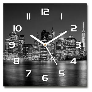 Skleněné hodiny čtverec Manhattan noc pl_zsk_30x30_f_92771254