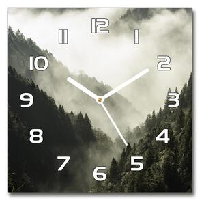 Skleněné hodiny na stěnu Mlha nad lesem pl_zsk_30x30_f_98626353