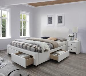 Dvoulůžková postel MODENA 2 –⁠ 160x200, PU kůže, bílá