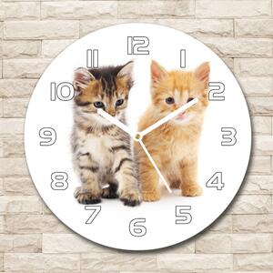 Skleněné hodiny kulaté Hnědá a červená kočka pl_zso_30_f_101681955