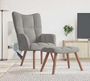 VidaXL Relaxační křeslo se stoličkou krémově samet [328063] Barva: světle šedá