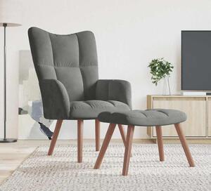 VidaXL Relaxační křeslo se stoličkou krémově samet [328063] Barva: Tmavě šedá