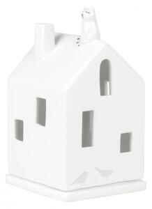 Porcelánový svícen Domek s kočkou 13 cm