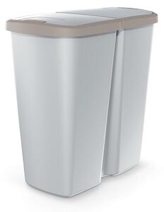 Prosperplast Odpadkový koš COMPACTO DUA popelavý/světle hnědý, varianta 45 l