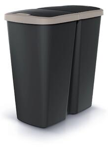 Prosperplast Odpadkový koš COMPACTO DUA černý/světle hnědý, varianta 45 l