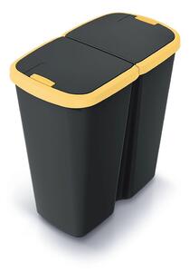 Prosperplast Odpadkový koš COMPACTO DUA černý/žlutý, varianta 45 l