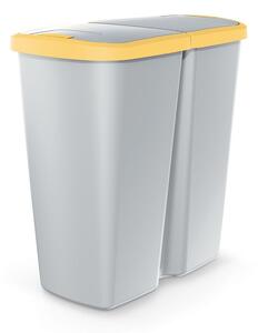Prosperplast Odpadkový koš COMPACTO DUA popelavý/žlutý, varianta 45 l