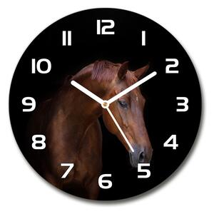 Skleněné hodiny kulaté Hnědý kůň pl_zso_30_f_114030424