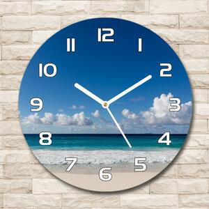 Skleněné hodiny kulaté Pláž Seychely pl_zso_30_f_116222008