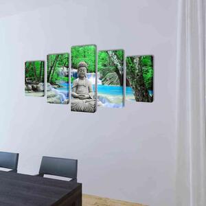 VidaXL Sada obrazů, tisk na plátně, Buddha, [241589] Velikost: 200 x 100 cm