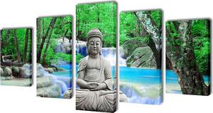 VidaXL Sada obrazů, tisk na plátně, Buddha, 200 x 100 cm [241589]