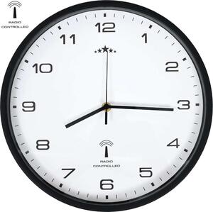 VidaXL Rádiem řízené nástěnné hodiny se strojkem Quartz 31 cm [50616] Barva: Bílá a černá