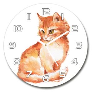 Skleněné nástěnné hodiny kulaté Červená kočka pl_zso_30_f_120895228