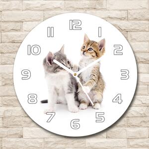 Skleněné hodiny kulaté Dva malá koťátka pl_zso_30_f_120060855