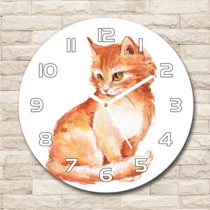Skleněné nástěnné hodiny kulaté Červená kočka pl_zso_30_f_120895228