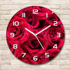 Skleněné hodiny kulaté Kapky na růžích pl_zso_30_f_122317792