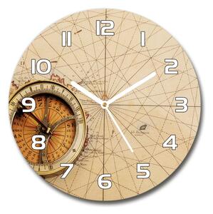 Skleněné hodiny na stěnu Kompas na mapě pl_zso_30_f_122551026