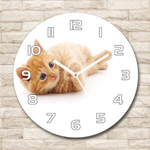 Skleněné nástěnné hodiny kulaté Červená kočka pl_zso_30_f_126034635