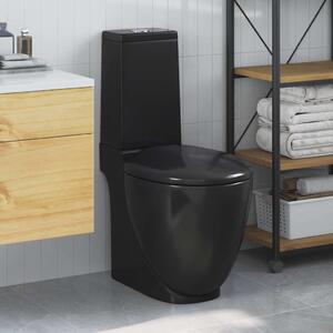 VidaXL Keramické WC kombi kulaté spodní odpad [3059888] Barva: Černá