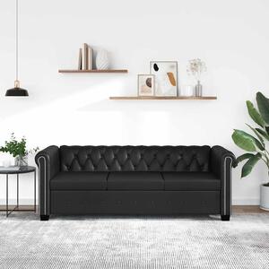 VidaXL Chesterfield 3místná sedačka umělá kůže [242370] Barva: Černá
