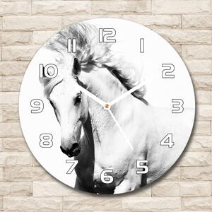Skleněné hodiny kulaté Bílý kůň pl_zso_30_f_14270832