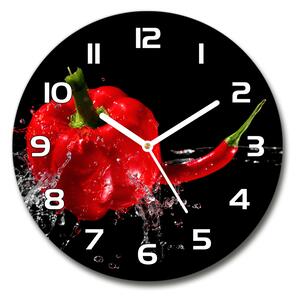 Skleněné hodiny kulaté Červené papriky pl_zso_30_f_14662638
