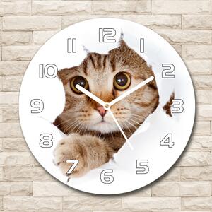 Skleněné nástěnné hodiny kulaté Kočka pl_zso_30_f_35664648