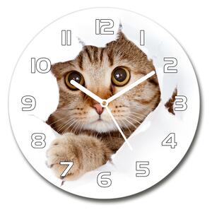 Skleněné nástěnné hodiny kulaté Kočka pl_zso_30_f_35664648