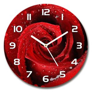 Skleněné hodiny kulaté Kapky na růži pl_zso_30_f_37464697
