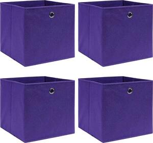 VidaXL Úložné boxy 4 ks netkaná textilie 28 x 28 x 28 cm [325188] Barva: Fialová