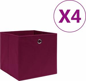 VidaXL Úložné boxy 4 ks netkaná textilie 28 x 28 x 28 cm [325188] Barva: tmavě červená