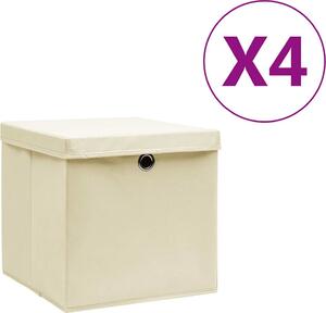 VidaXL Úložné boxy 4 ks netkaná textilie 28 x 28 x 28 cm [325188] Barva: krémová s víky