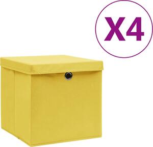VidaXL Úložné boxy 4 ks netkaná textilie 28 x 28 x 28 cm [325188] Barva: žlutá s víky