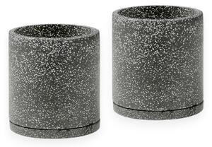 Sada 2 tmavě šedých květináčů Bonami Selection Terrazzo, ø 26 cm