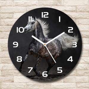 Skleněné hodiny kulaté Šedý arabský kůň pl_zso_30_f_49747605
