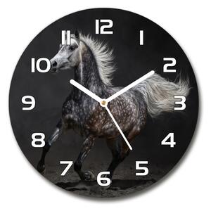 Skleněné hodiny kulaté Šedý arabský kůň pl_zso_30_f_49747605