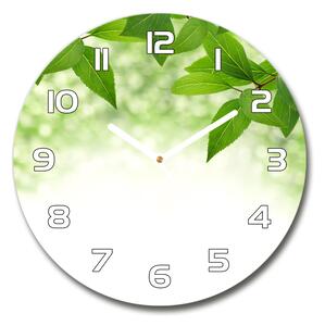 Skleněné hodiny kulaté Zelená listí pl_zso_30_f_51811576