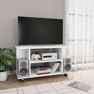 VidaXL TV stolek s kolečky 80 x 40 x 45 cm kompozitní dřevo [800193] Barva: Bílá