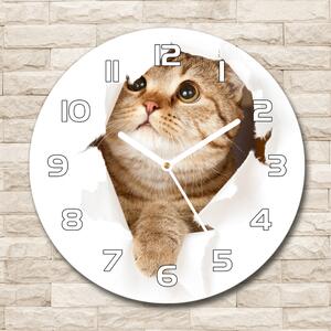 Skleněné nástěnné hodiny kulaté Kočka pl_zso_30_f_52539481