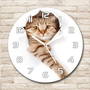 Skleněné nástěnné hodiny kulaté Kočka pl_zso_30_f_52539512